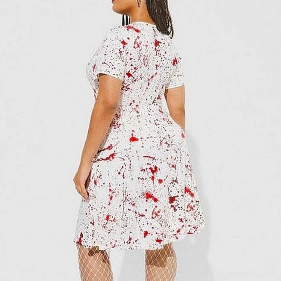 ❤️NWT VINTAGE TORRID BLOOD SPLATTER HALLOWEEN COSTUME SLASHER COSPLAY DRESS PLUS - Picture 3 of 16
